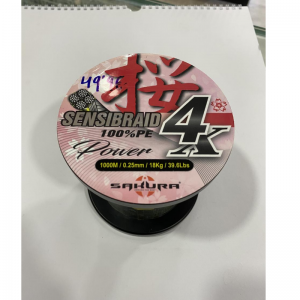 Trenzado Sakura Sensibraid 4x, 1000 Mt 0,20mm