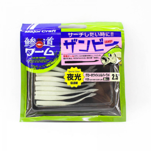 Aji-Do Worm Major Craft ADW-ZB 2.0 GLOW WHITE SILVER LAME